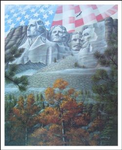 Flag Over Mount Rushmore By John Shaw